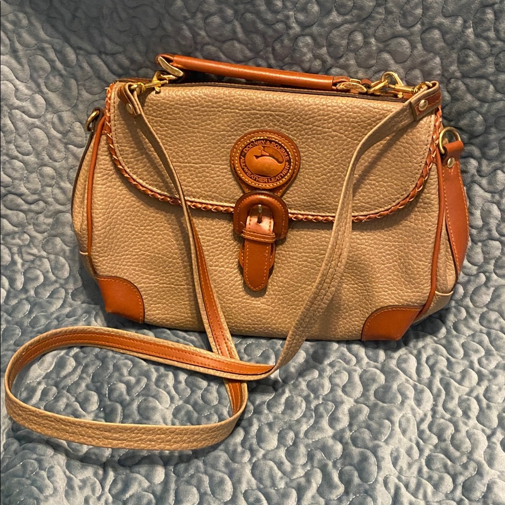 Dooney & Bourke Tan and Brown Pebbled Leather Crossbody Bag